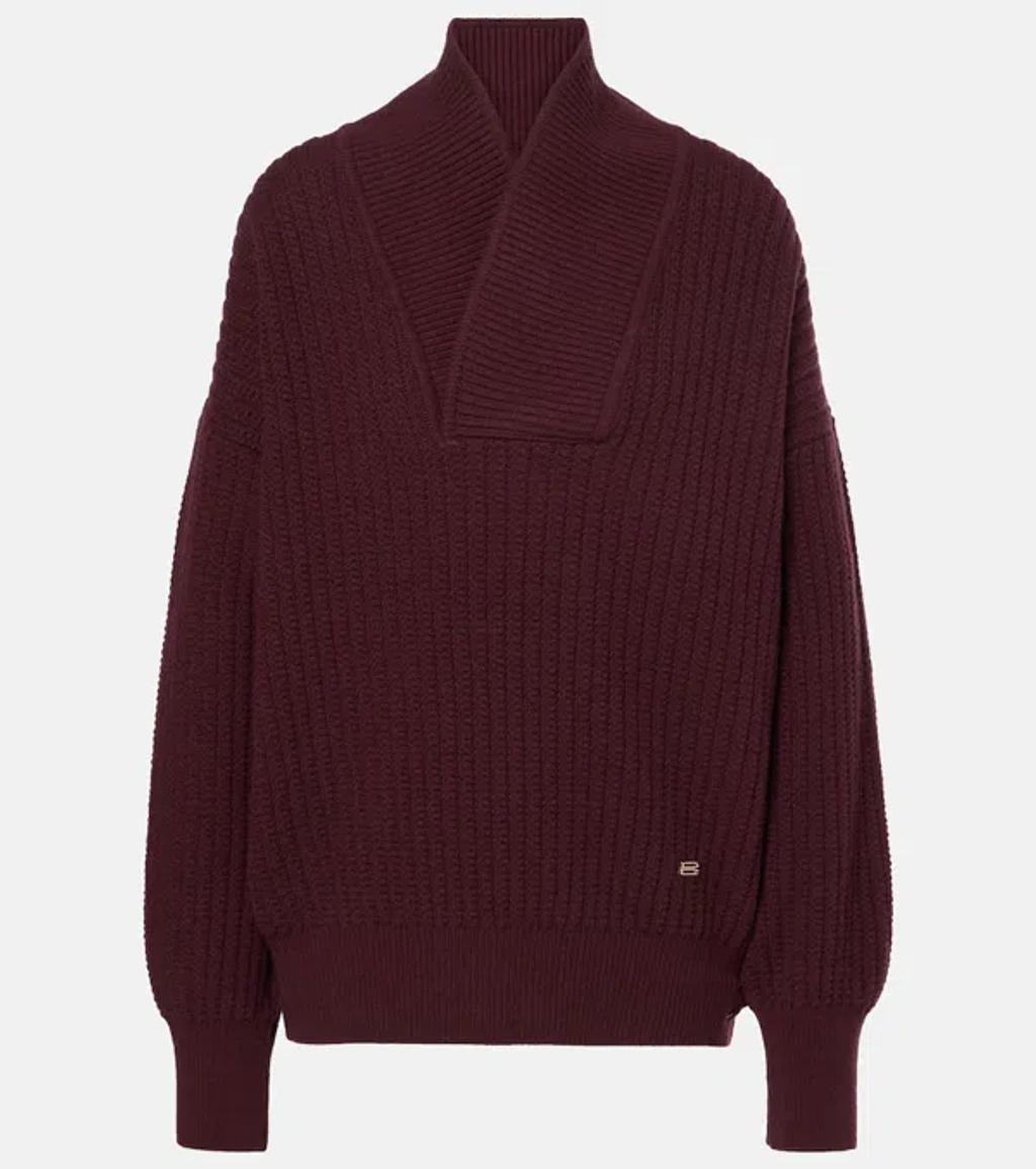 Shawl Neck Sweater In Burgundy product image