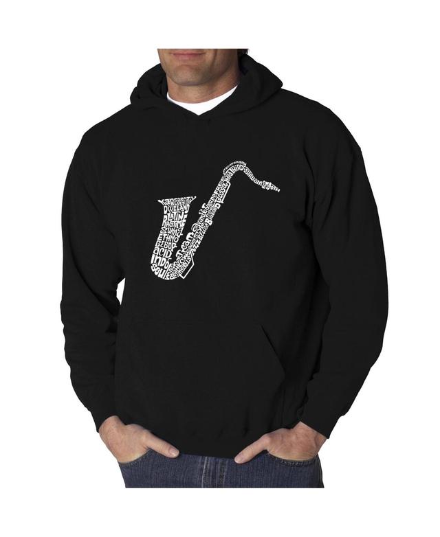 La Pop Art Mens Word Art Hoodie - Saxophone Product Image