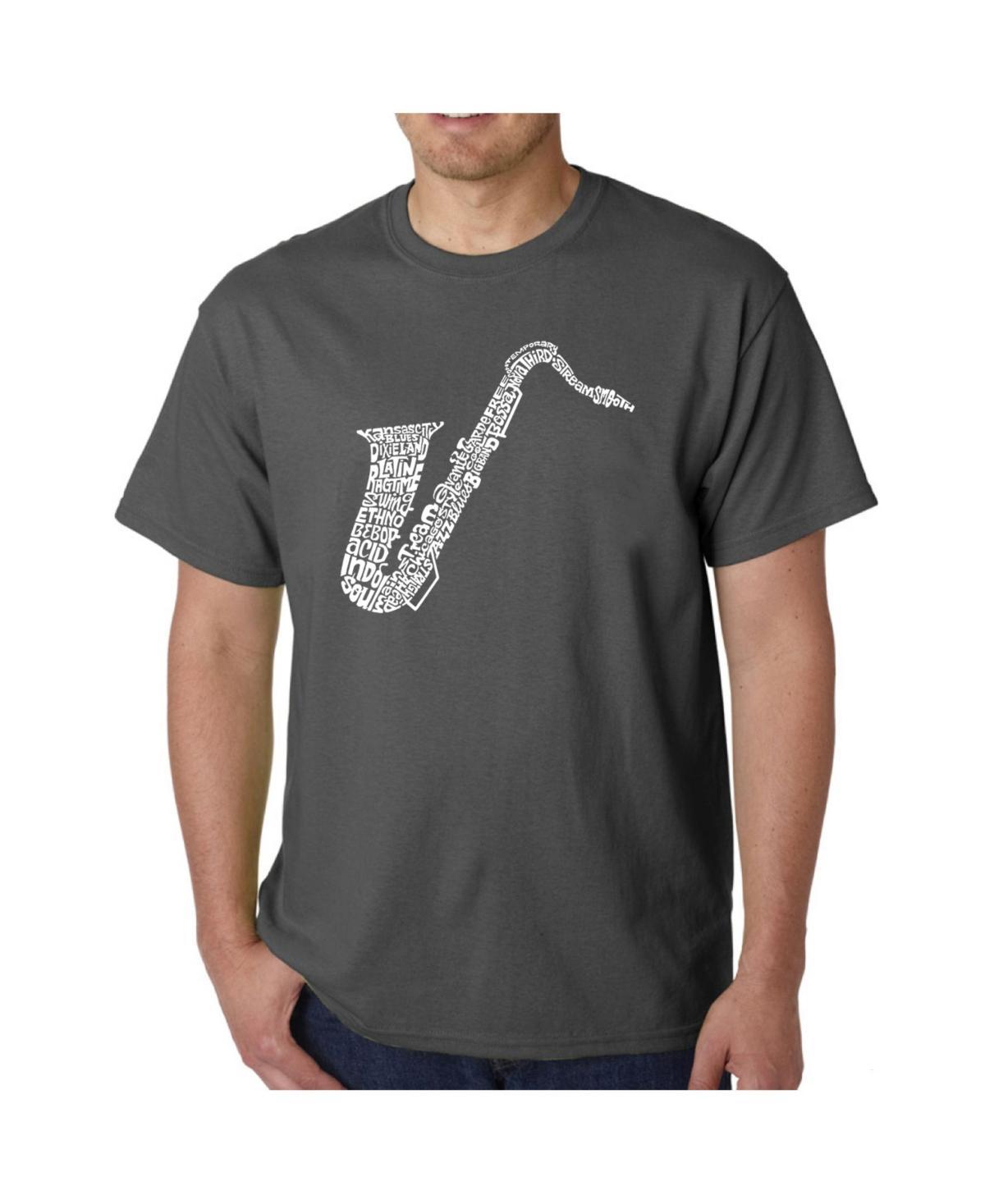 La Pop Art Mens Word Art T-Shirt - Saxaphone Product Image