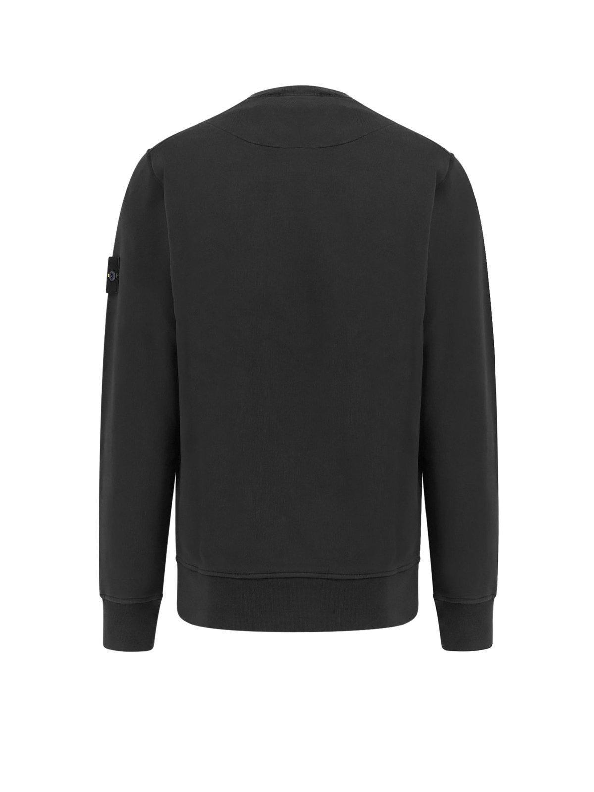 STONE ISLAND Compass Patch Crewneck Sweatshirt In Black Product Image