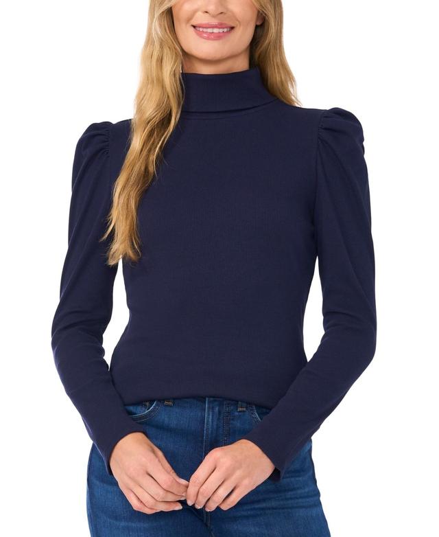 CeCe Womens Puff-Shoulder Long-Sleeve Turtleneck Top Product Image