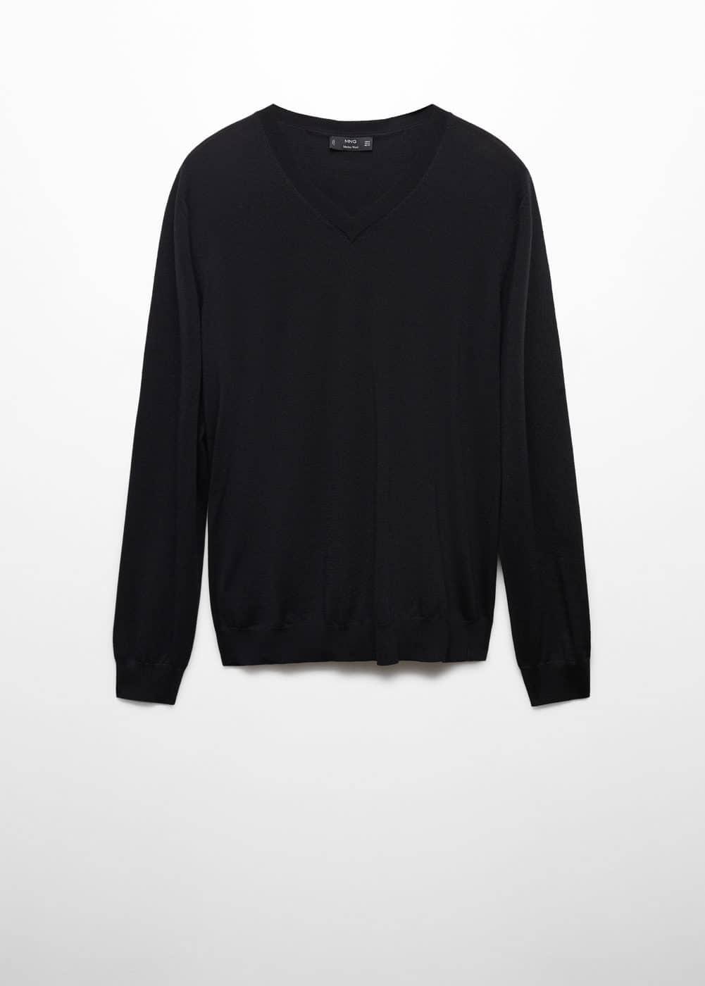 MANGO MAN - 100% merino wool V-neck sweater blackMen Product Image