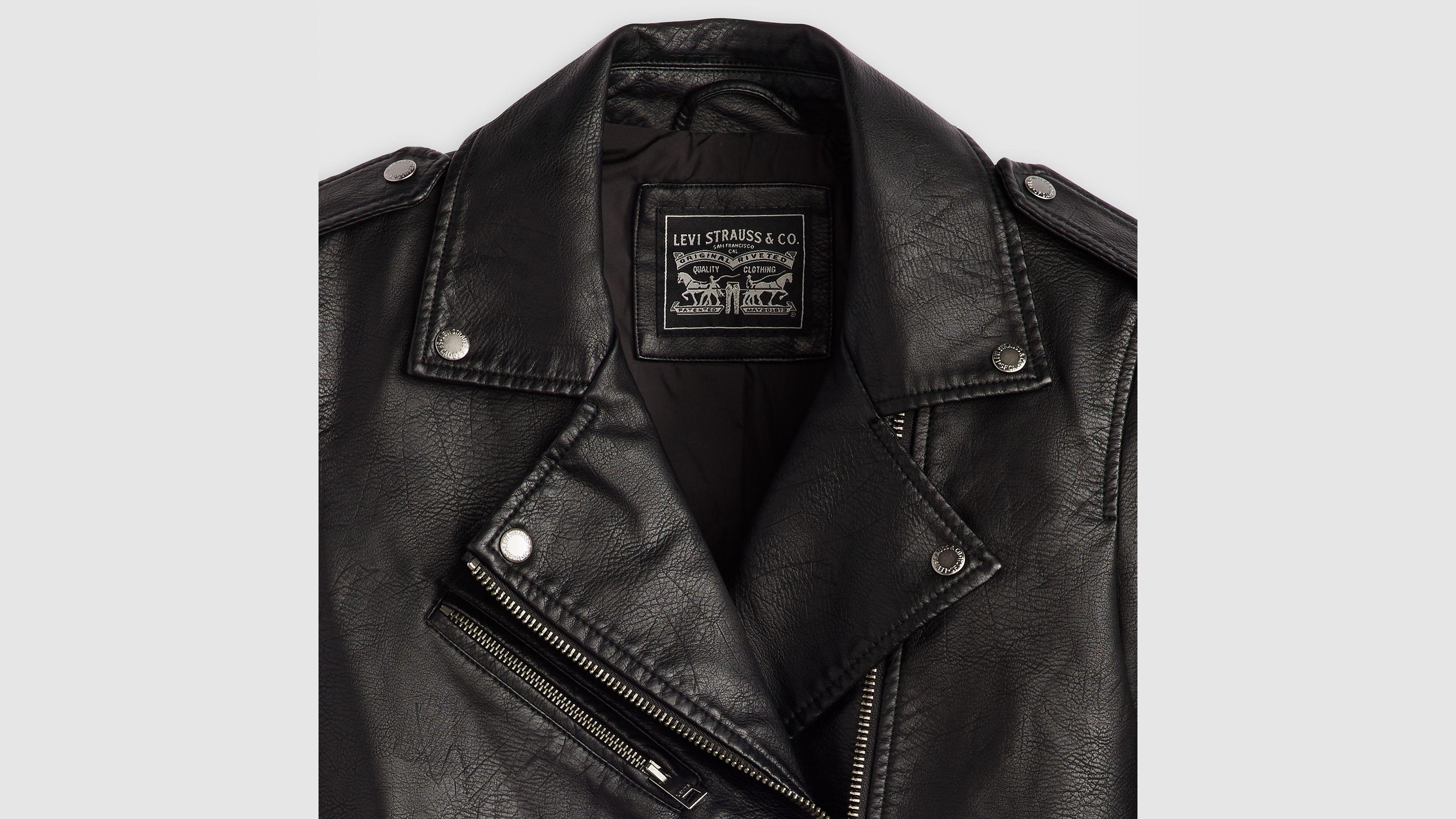 Longline Faux Leather Moto Jacket Product Image