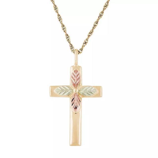 Black Hills Gold Tri-Tone Cross Pendant, Womens Product Image