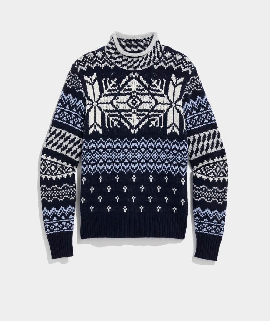 Patchwork Fair Isle Mockneck Sweater Product Image