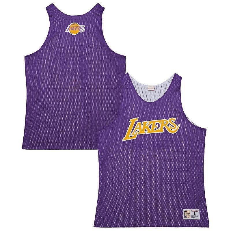 Mens Mitchell & Ness /White Los Angeles Lakers Hardwood Classics Reversible Mesh Practice Jersey Product Image