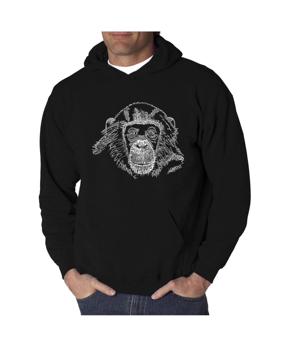 La Pop Art Mens Chimpanzee Word Art Hooded Sweatshirt Product Image