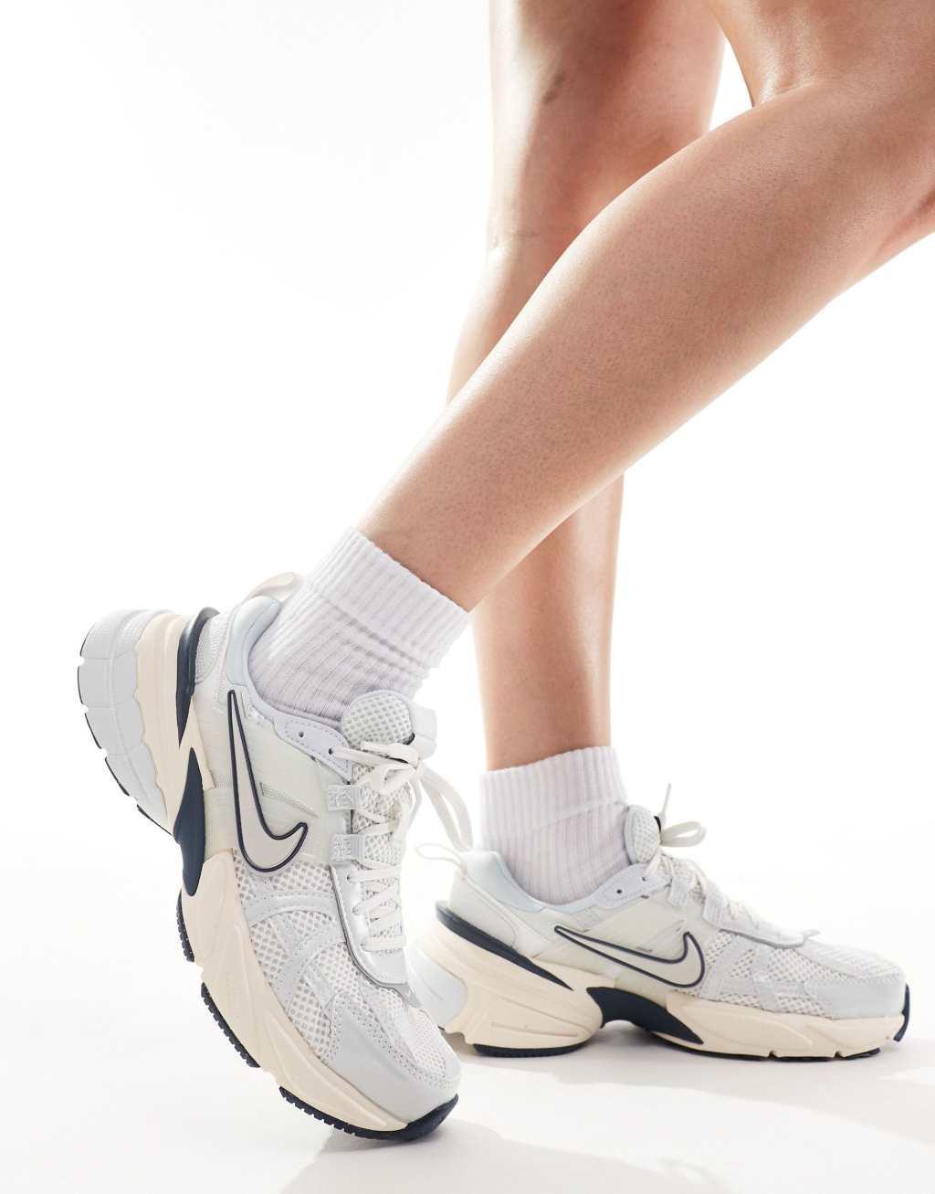 Nike V2K Run sneakers in white and navy Product Image