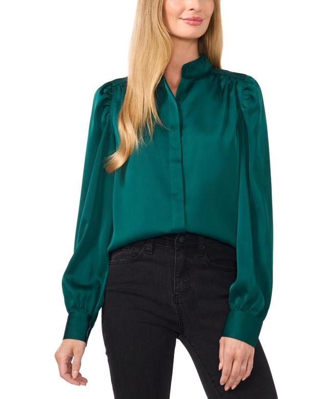 CeCe Womens Stand-Collar Long-Sleeve Blouse Product Image