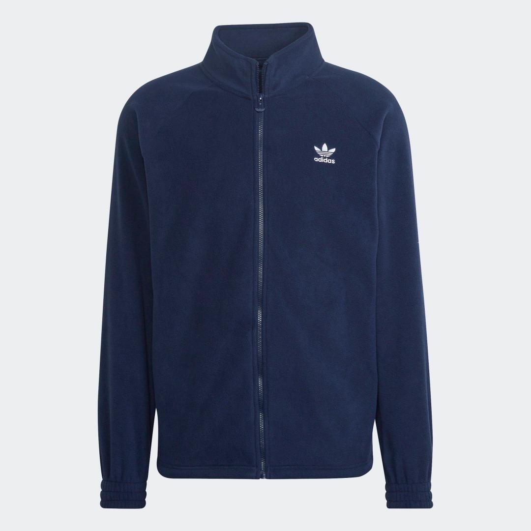 adidas Adicolor Classics Trefoil Teddy Fleece Jacket Night Indigo XS Mens Product Image