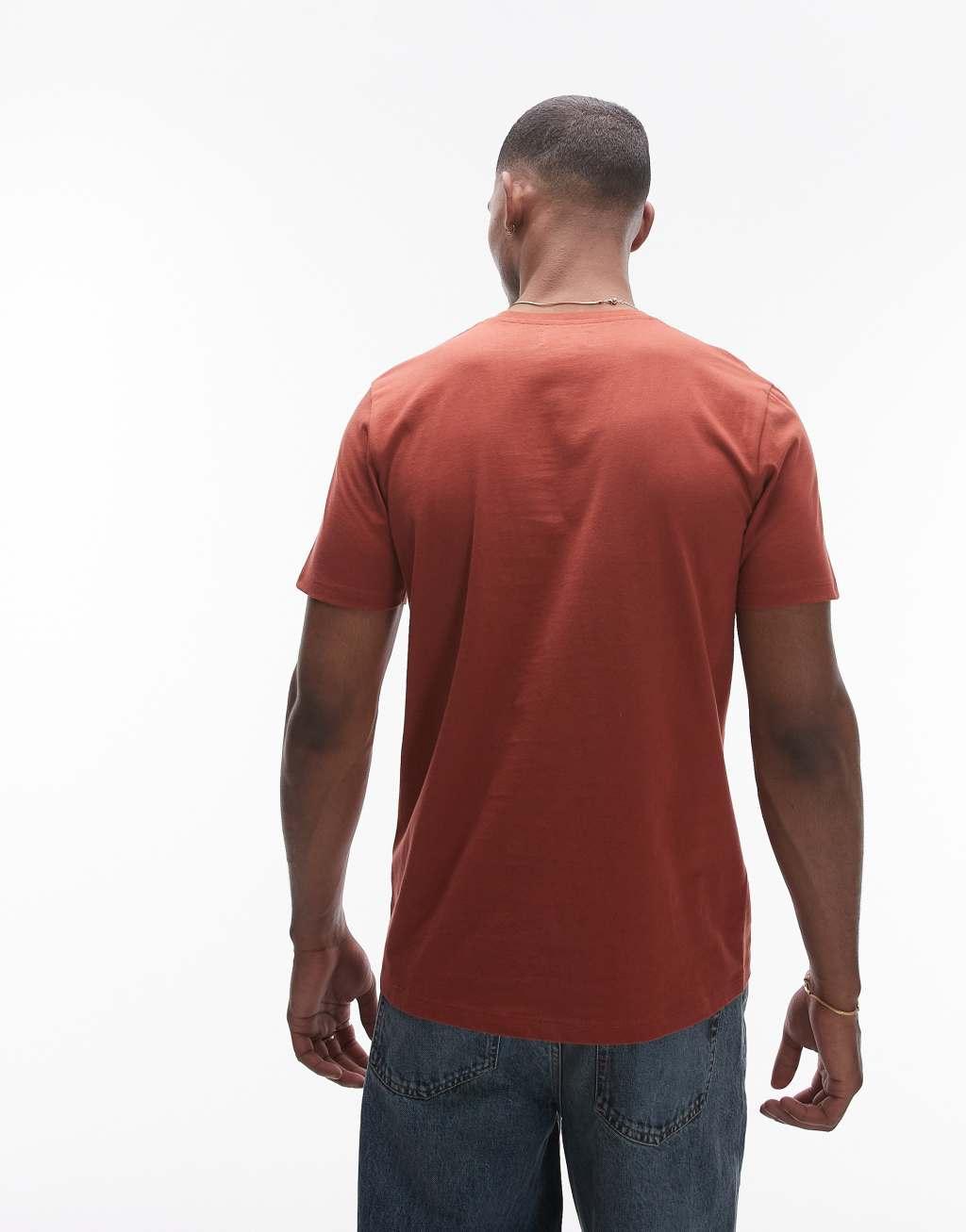 Topman regular fit t-shirt in brown Product Image