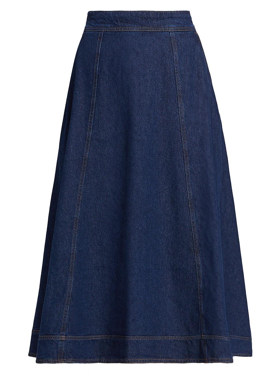 Womens Delilah Denim Midi-Skirt Product Image