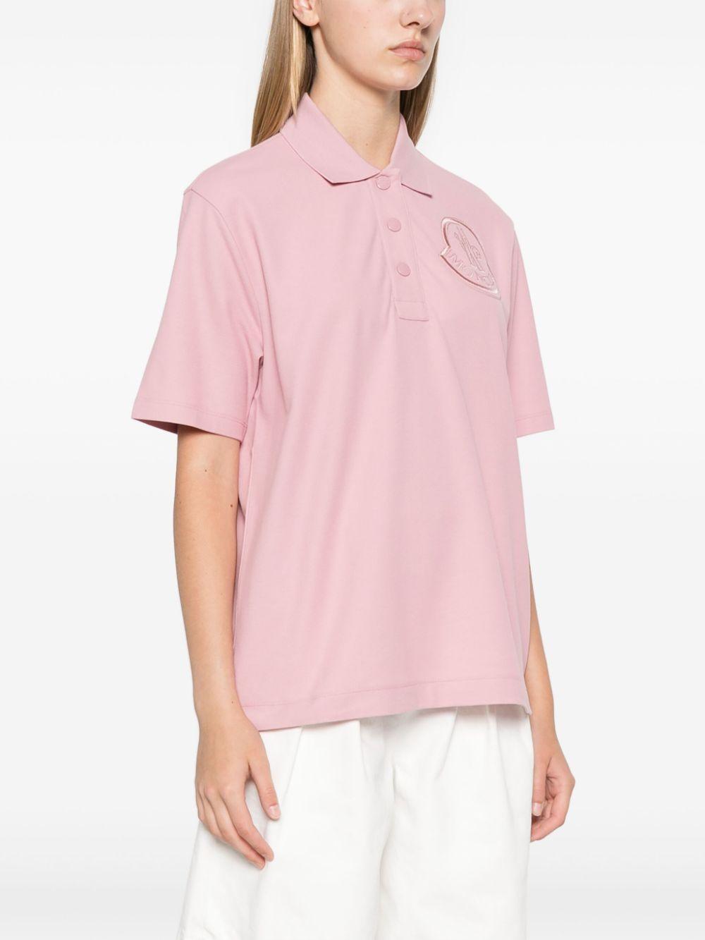 MONCLER Short Sleeve Polo Top In Pink Product Image