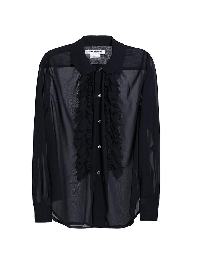 Womens Sheer Ruffle Blouse Product Image