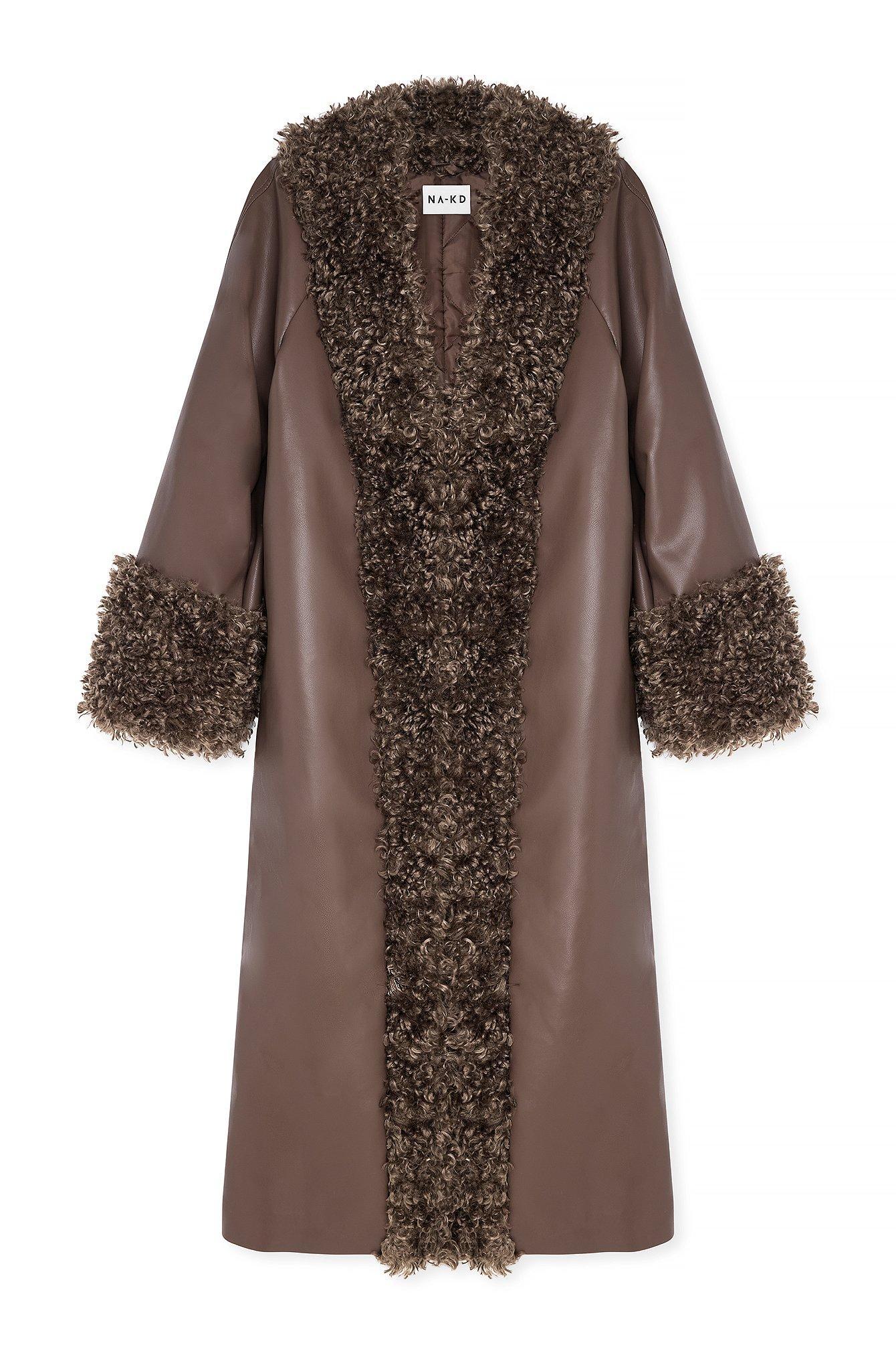 Shearling Detail Maxi Coat Product Image