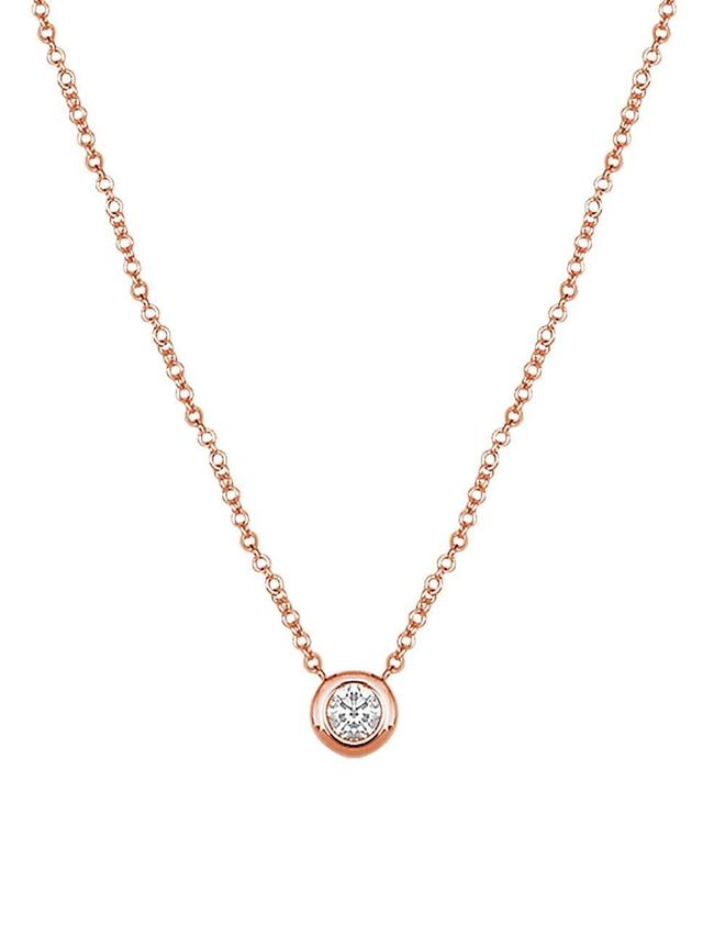 Womens Magic Touch 18K Rose Gold & Diamond Round Pendant Necklace Product Image