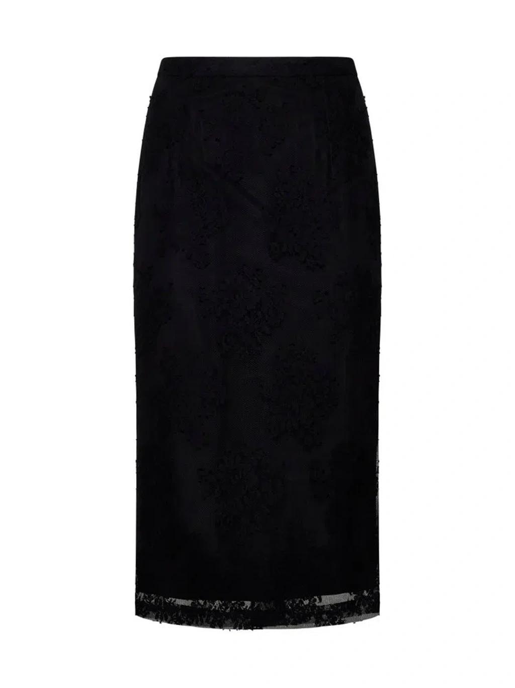 DOLCE & GABBANA Floral Lace Pencil Skirt In Black product image