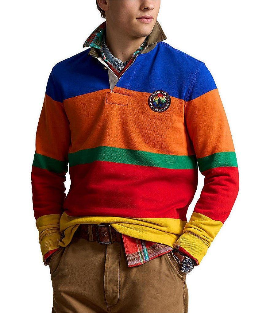 Polo Ralph Lauren Classic Fit Striped Long Sleeve Fleece Rugby Shirt Product Image