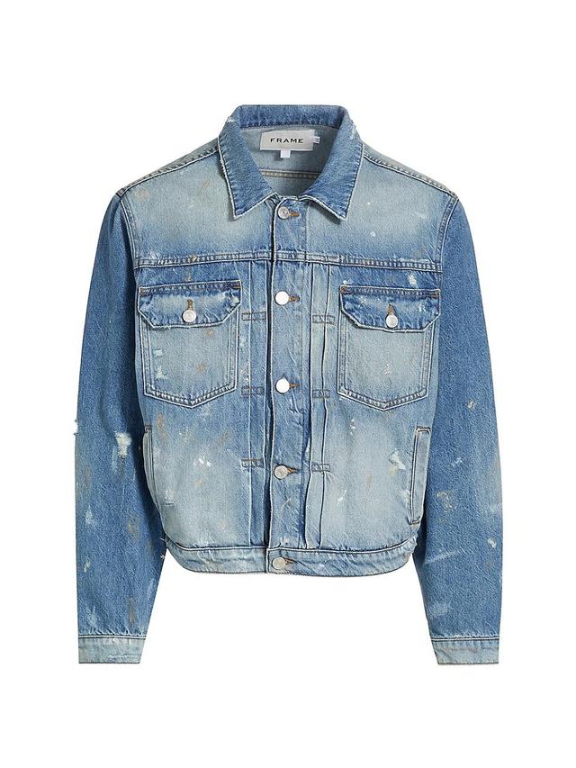 Mens Distressed Denim Jacket Product Image