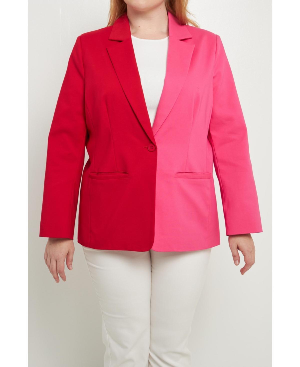 English Factory Plus Size Color Block Blazer Product Image