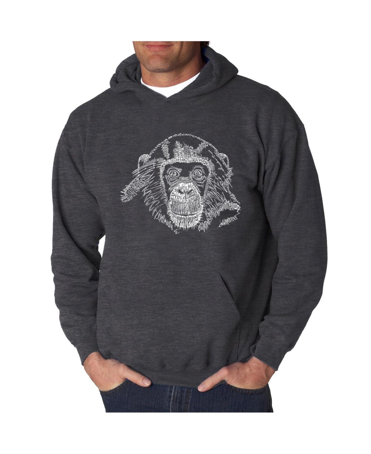 La Pop Art Mens Chimpanzee Word Art Hooded Sweatshirt Product Image