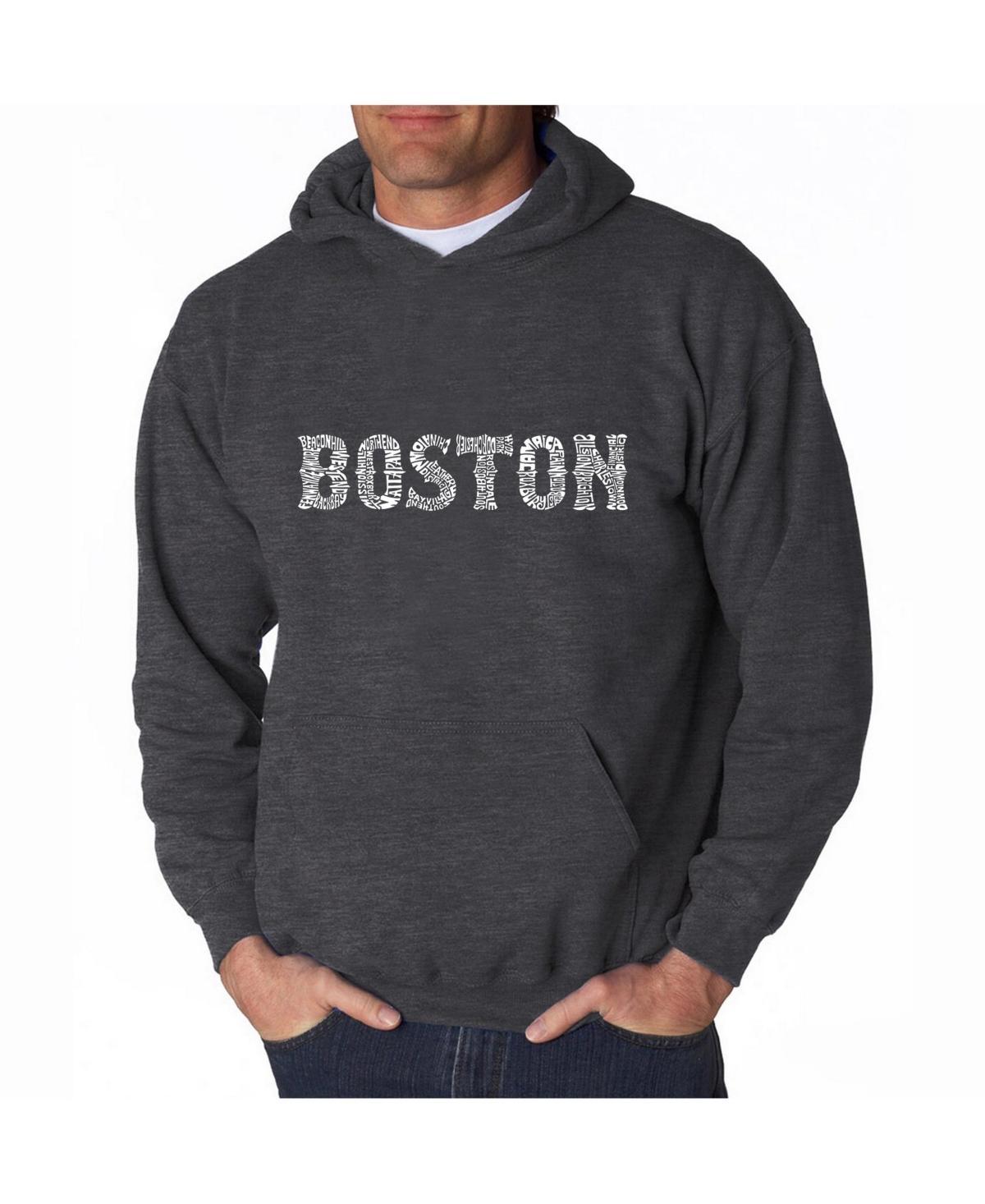 La Pop Art Mens Word Art Hooded Sweatshirt - Boston Neighborhoods Product Image