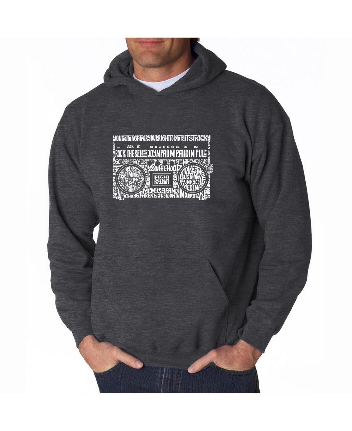 La Pop Art Mens Word Art Hooded Sweatshirt - Greatest Rap Hits of The 1980s Product Image