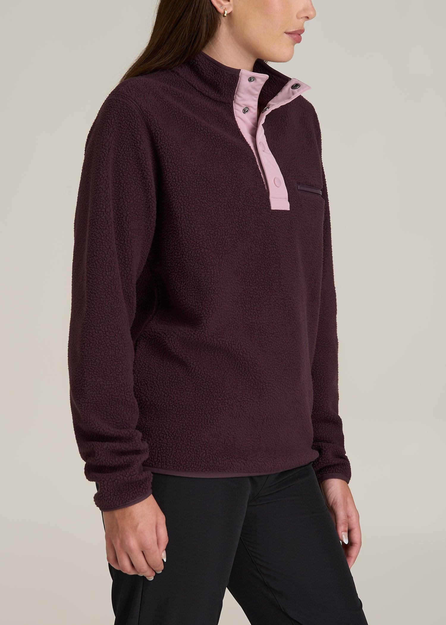 Half Snap Sherpa Sweatshirt for Tall Women in Deep Purple Product Image