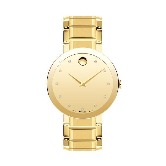 Men's Movado Sapphireâ¢ Diamond Accent Gold-Tone PVD Watch with Gold-Tone Dial (Model: 0607588) Product Image