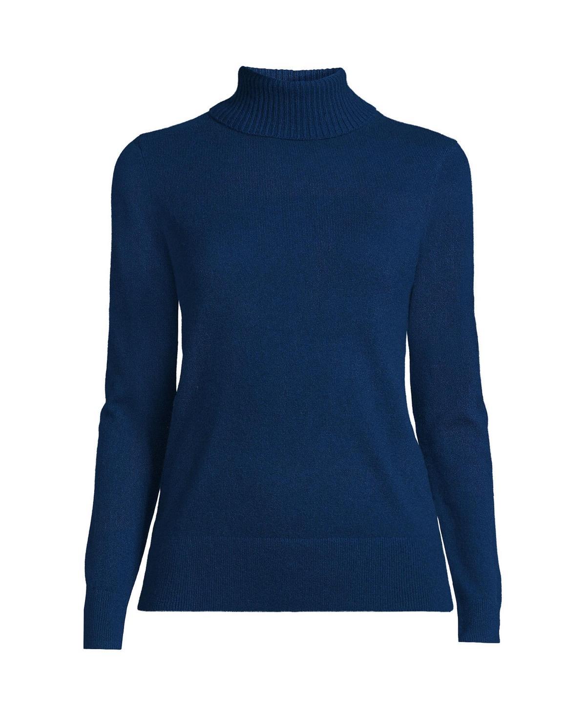 Womens Lands End Turtleneck Cashmere Sweater Pale Blue Ice Product Image