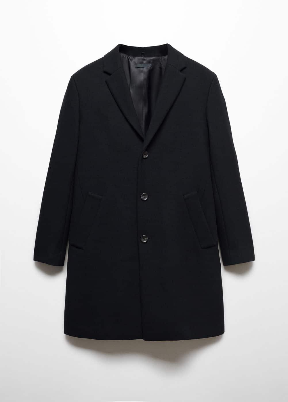 MANGO MAN - Wool coat with detachable collar blackMen Product Image