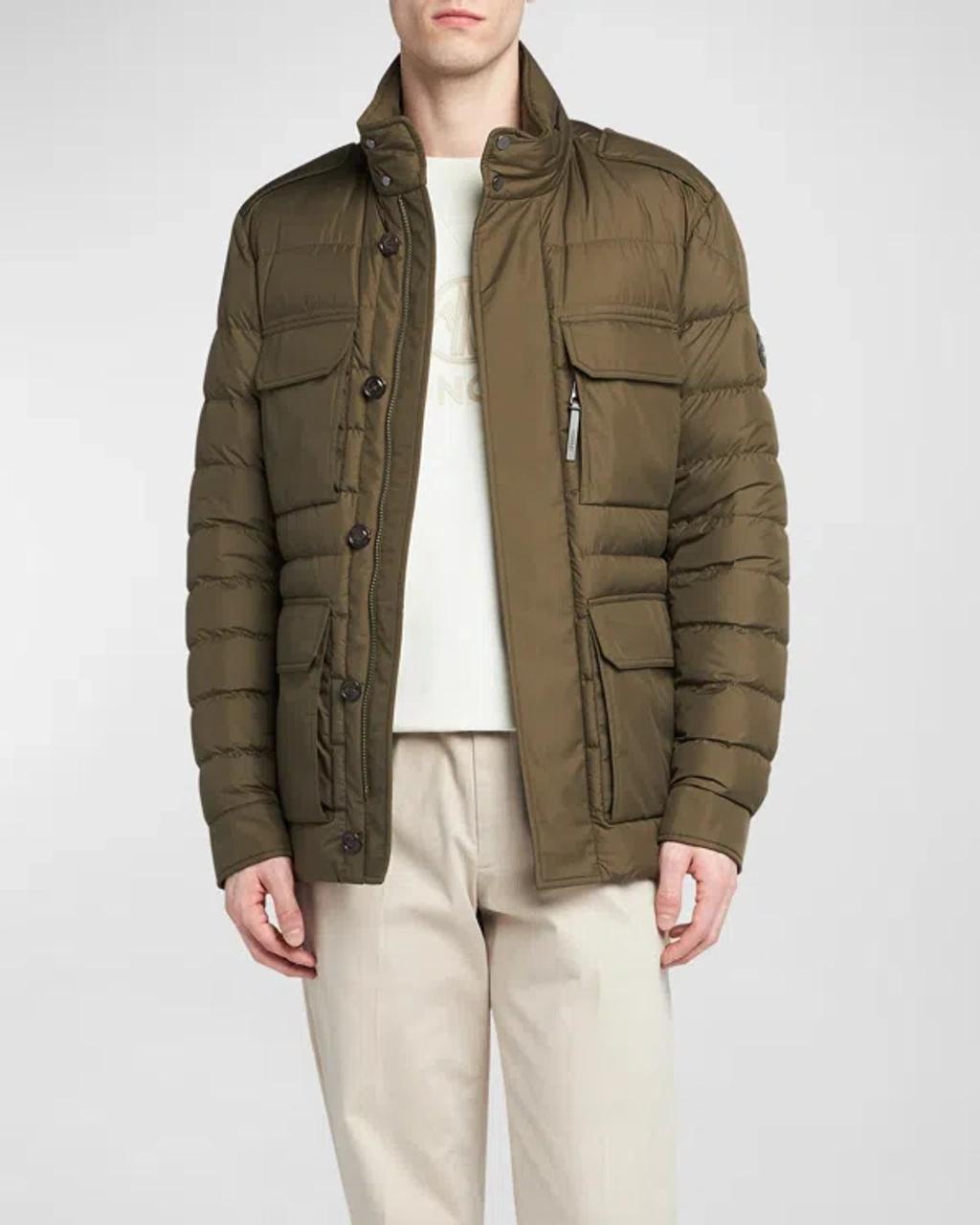 MONCLER Men's Fuciade Down Nylon Field Jacket In Olive Product Image