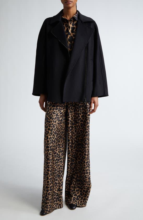 MAX MARA Ghinea Leopard Print Silk Wide Leg Pants Product Image