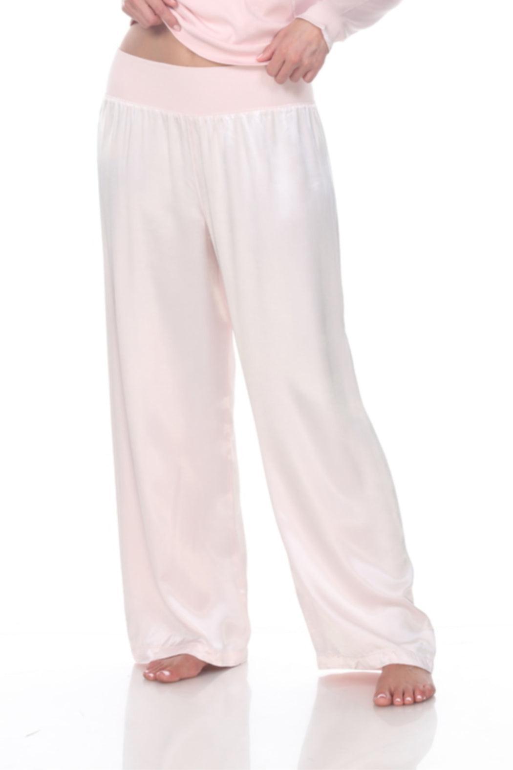 LOLA FOLDOVER KNIT WAISTBAND SATIN PANT Product Image