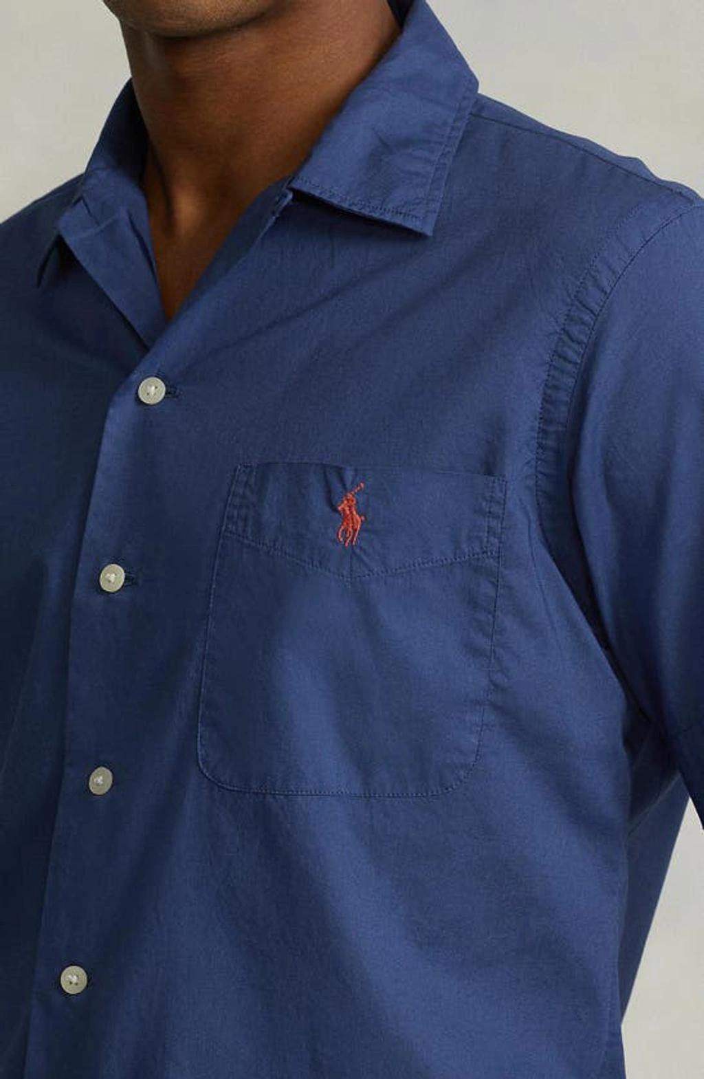 Piece-dyed Linen Classic-fit Short-sleeve Shirt In Navy Product Image