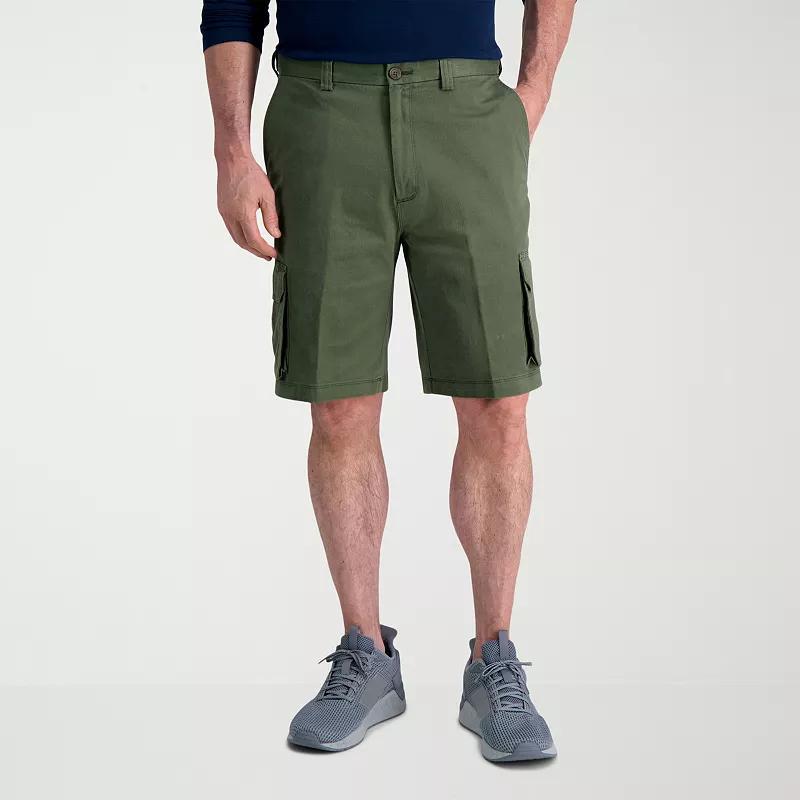 Mens Haggar 10 Straight-Fit Stretch Cargo Flat-Front Shorts Blue Product Image