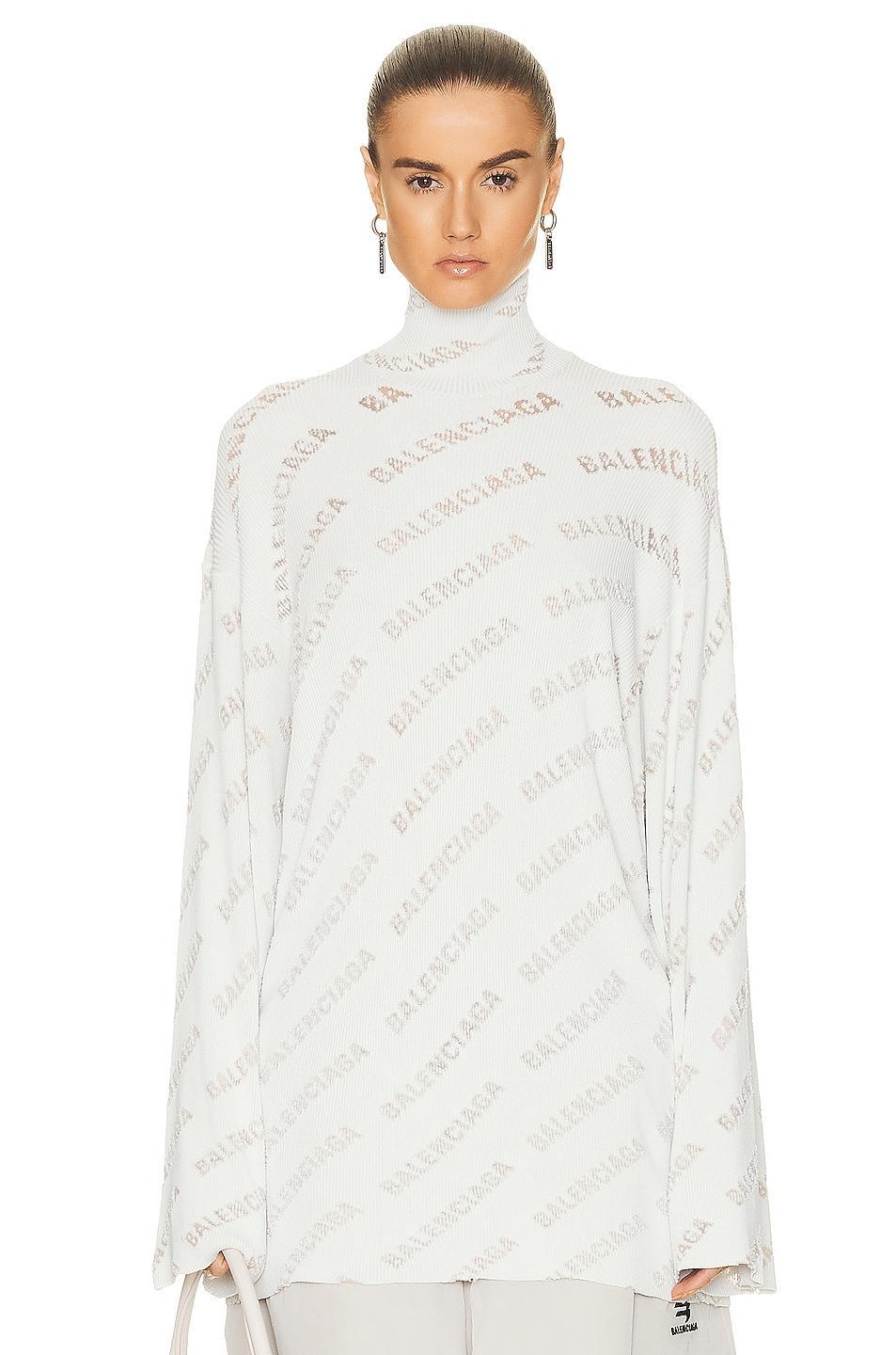 Balenciaga All Over Turtleneck Sweater in Light Grey product image