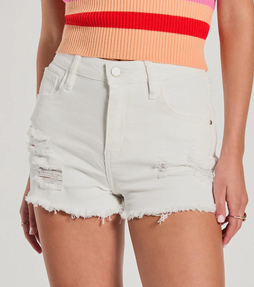 Sunny Dreams High-Rise Distressed Denim Shorts product image