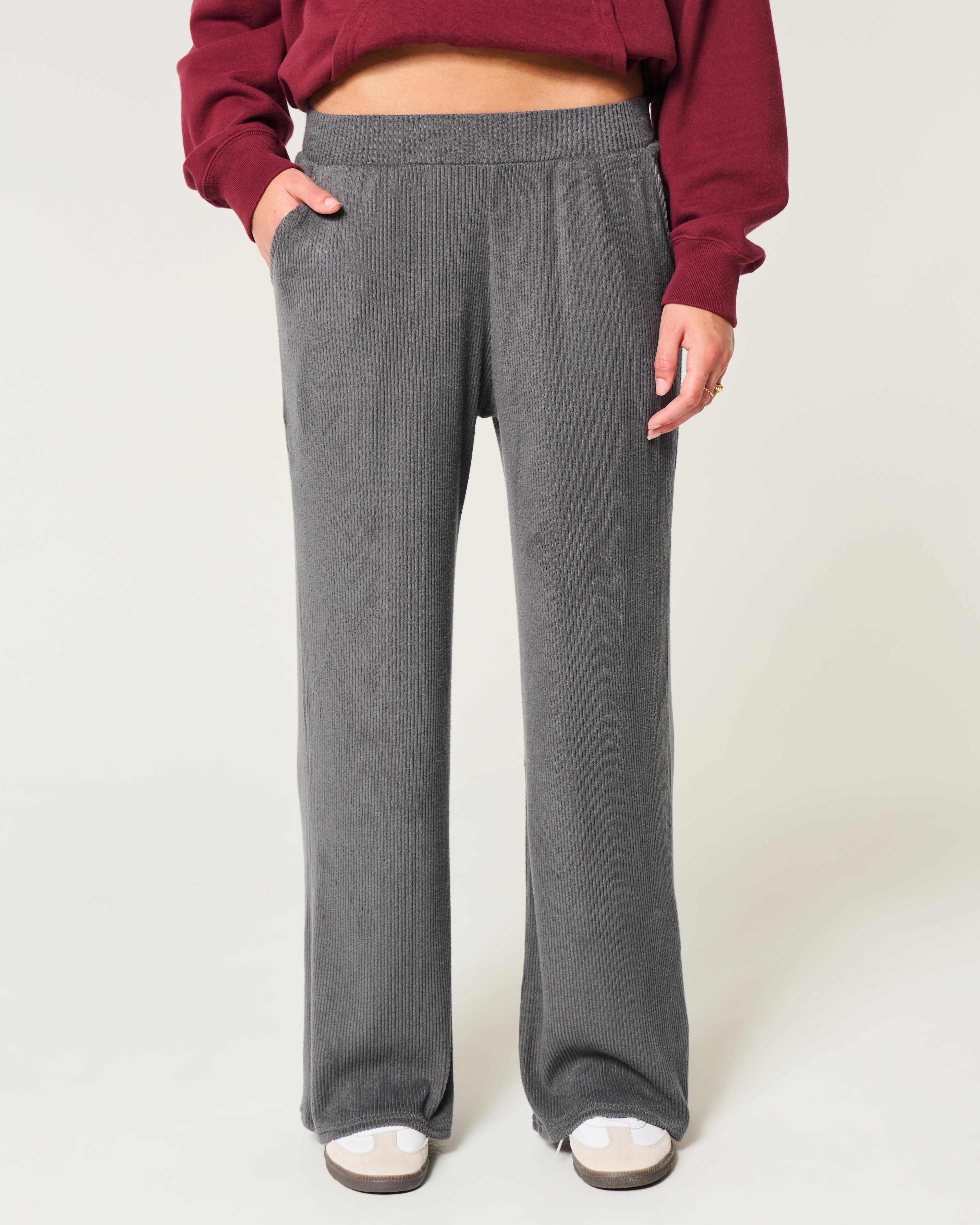 Cozy Ribbed Baggy Pants Product Image