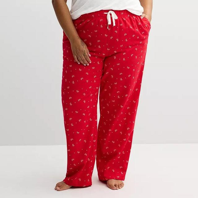 Plus Size Sonoma Goods For Life Flannel Pajama Pants, Womens Red Bow Product Image