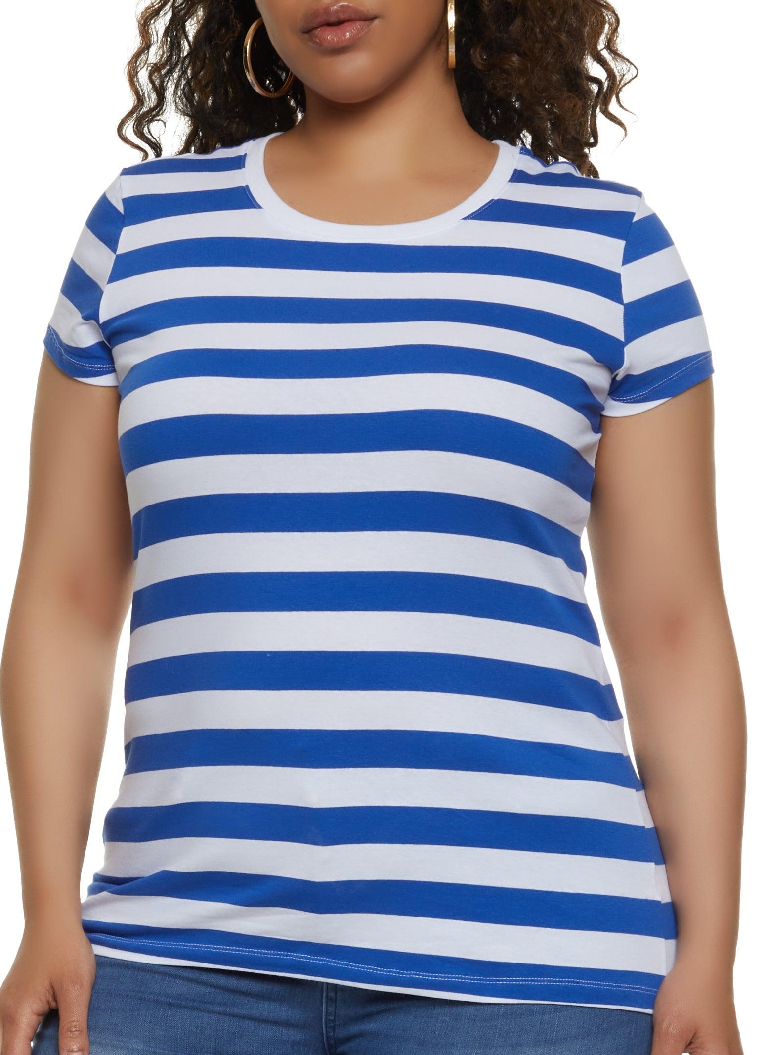 Womens Plus Size Striped Crew Neck Tee Product Image