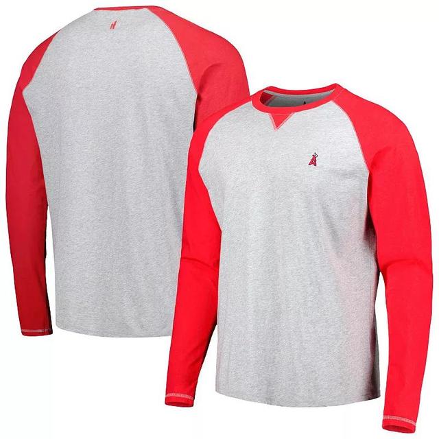 Men's johnnie-O Red/Heather Gray Los Angeles Angels Alsen Raglan Long Sleeve T-Shirt Product Image