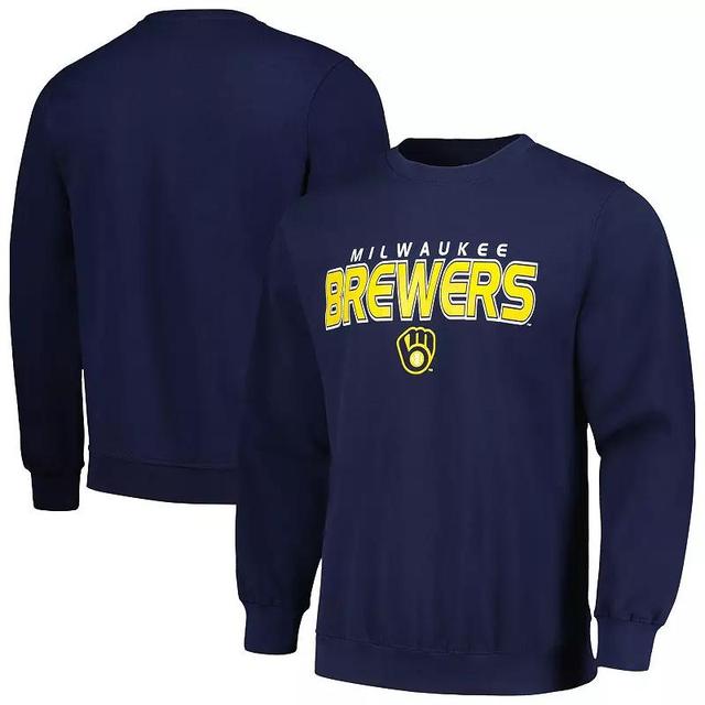 Mens Stitches Milwaukee Brewers Pullover Sweatshirt Blue Product Image