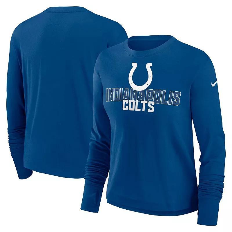 Womens Nike Royal Indianapolis Colts High Hip Performance Long Sleeve T-Shirt Product Image