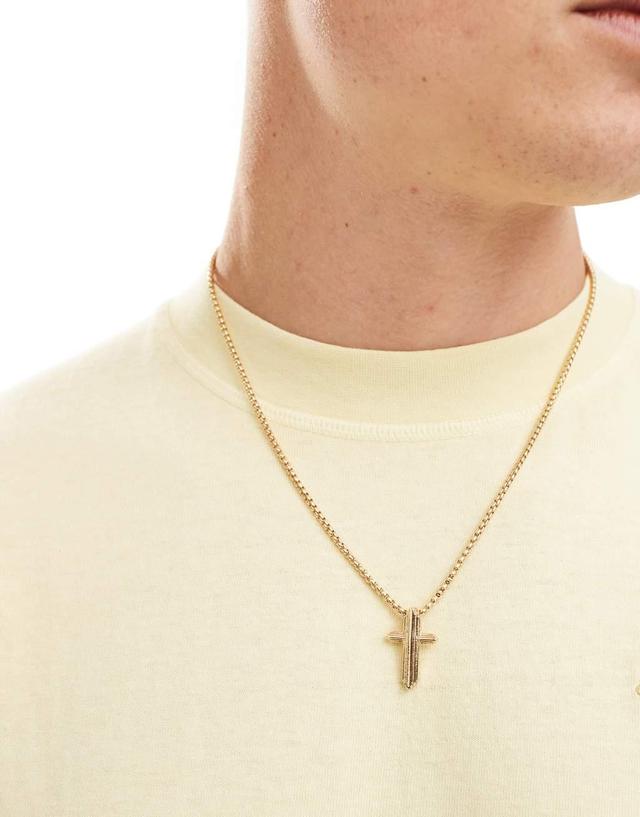 Icon Brand seventies city deco cross pendant in gold Product Image