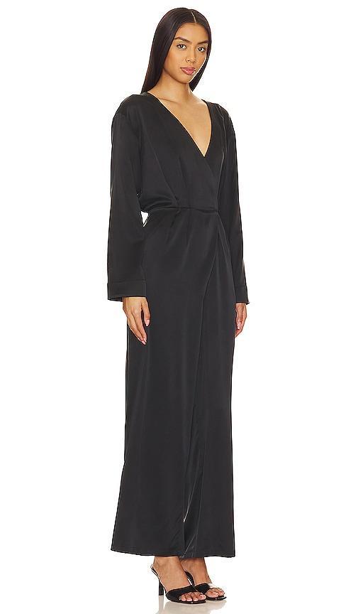 LUNYA Silk Long Sleeve Jumpsuit in Black. Product Image