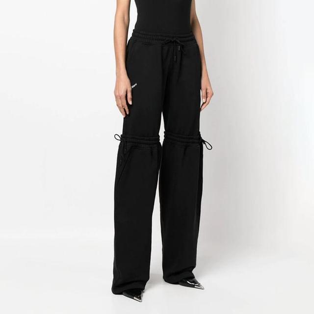 Drawstring Waist Plain Panel Wide Leg Sweatpants Product Image