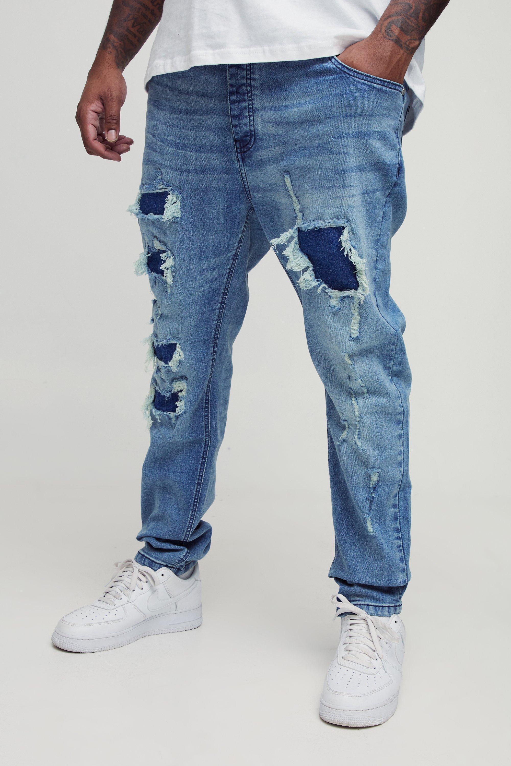 Plus Super Distressed Dirty Wash Skinny Jeans | boohooMAN USA Product Image