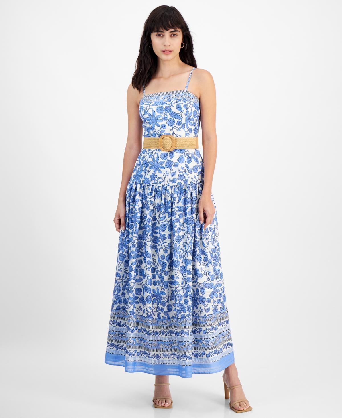 Taylor Womens Printed Belted Maxi Dress Product Image