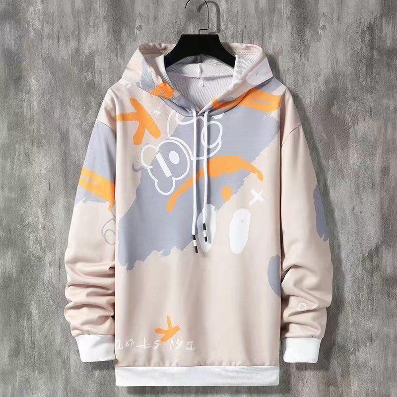 Drawstring Bear Print Oversized Hoodie Product Image